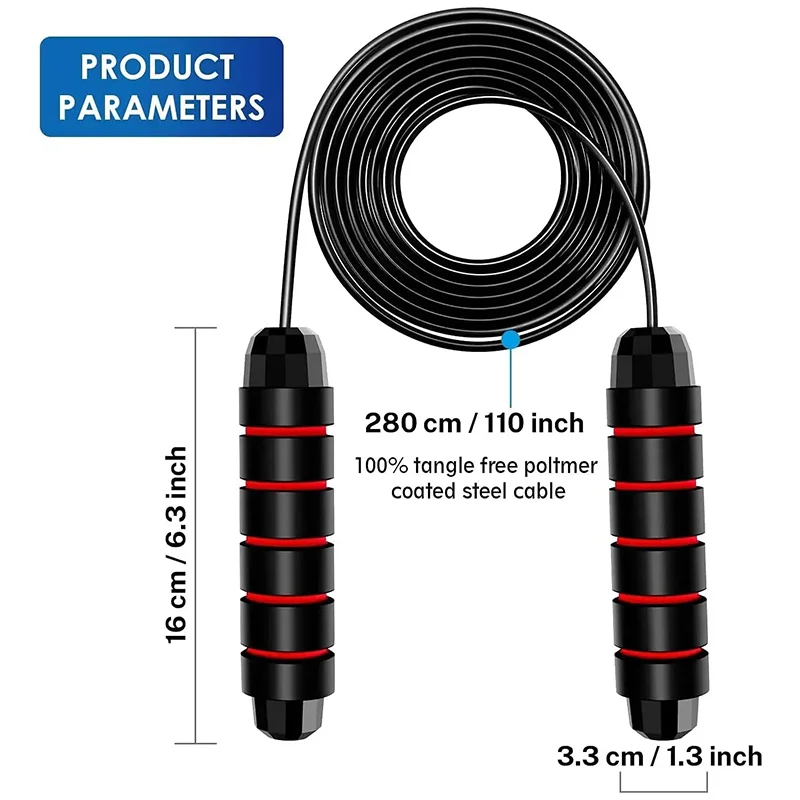 Jump Rope Speed Bearing - Corda per saltare in acciaio regolabile